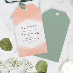 Peach Layered Geometric & Light Sage Wedding Gift Tags