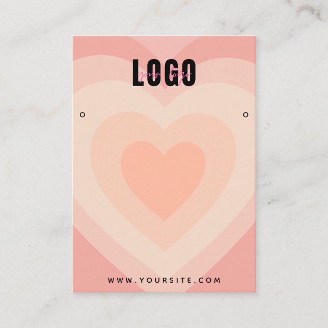 Peach Layered Heart Love Earrings Jewellery Displa Business Card (Front)
