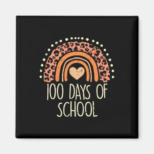 Peach Leopard Rainbow 100 Days School Cute 100th D Magnet
