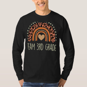 Peach Leopard Rainbow Team 3rd Grade Last Day Scho T-Shirt