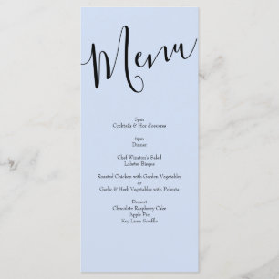 Peach Light Blue Peony & Rose Floral Wedding Menu