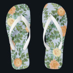 Peach Light Blue Wedding Roses Floral Flip Flops<br><div class="desc">Beautiful peach roses on light blue wedding collection is great for a unique elegant soft pastel spring wedding.</div>