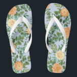 Peach Light Blue Wedding Roses Floral Flip Flops<br><div class="desc">Beautiful peach roses on light blue wedding collection is great for a unique elegant soft pastel spring wedding.</div>