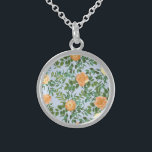 Peach Light Blue Wedding Roses Floral Sterling Silver Necklace<br><div class="desc">Beautiful peach roses on light blue wedding collection is great for a unique elegant soft pastel spring wedding.</div>