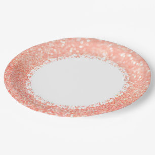Peach Lights Wedding Lace _M-L Paper Plate