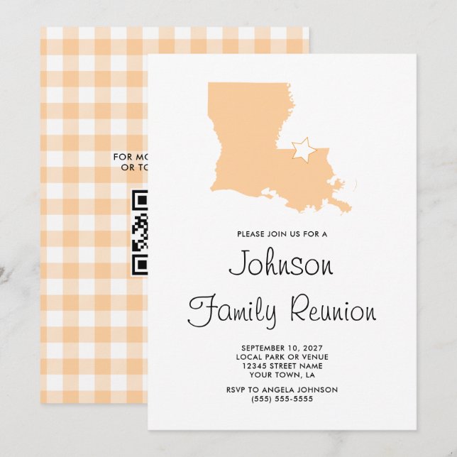 Peach Louisiana Family Reunion Invitation (Front/Back)