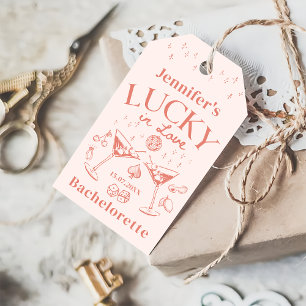Peach Lucky In Love Cocktail Bachelorette Party Gift Tags