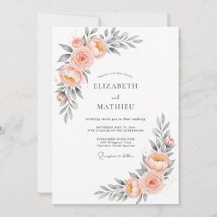 Peach Luminous Watercolor Wedding Invitation