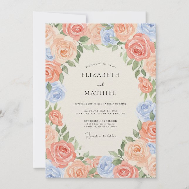 Peach Luscious Summer Wedding Invitation (Front)