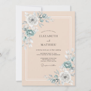 Peach Lush Watercolor Spring Wedding Invitation