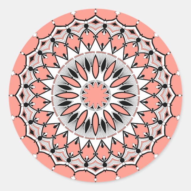 Peach Mandala (Design 1) Stickers (Front)