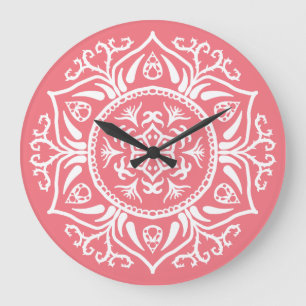 Peach Mandala Large Clock