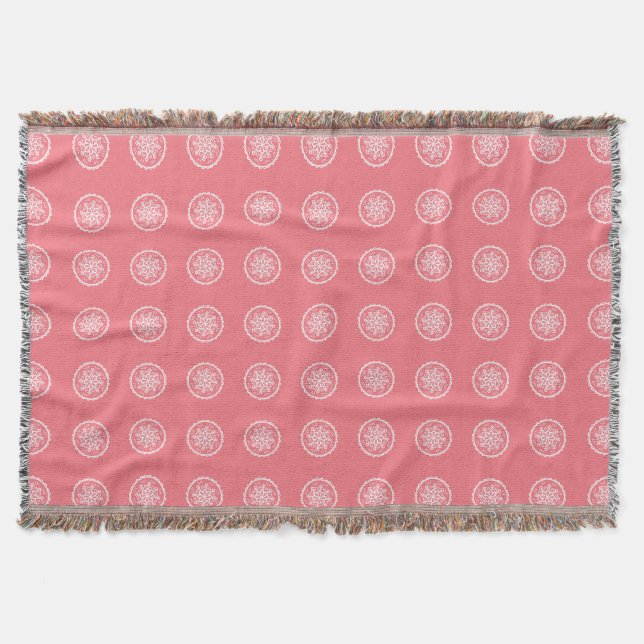 Peach Mandala Throw Blanket (Front)
