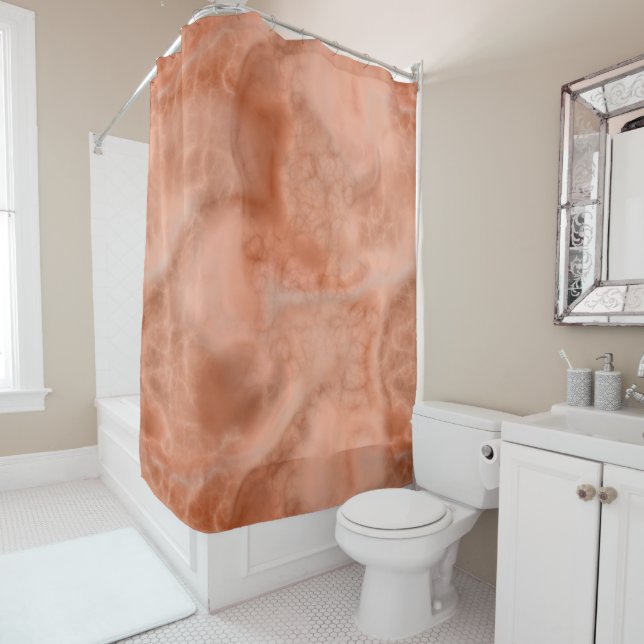 Peach Marble abstract Shower Curtain (In Situ)