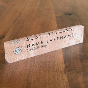 Peach Marble Custom Logo Nameplate
