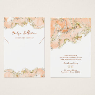 Peach marble ink necklace display card