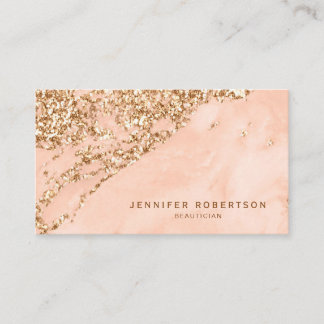 Peach Marble with Gold Glitter Business Card