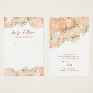 Peach marbling design jewellery display card