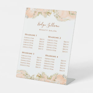 Peach Marbling Design Price List  Pedestal Sign