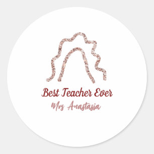 Peach marron glitter rainbow teacher appreciation classic round sticker
