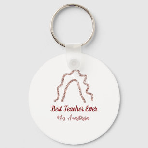 Peach marron glitter rainbow teacher appreciation key ring