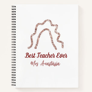 Peach marron glitter rainbow teacher appreciation notebook