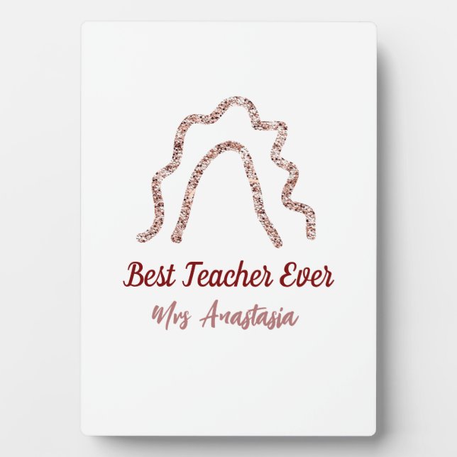 Peach marron glitter rainbow teacher appreciation  plaque (Front)