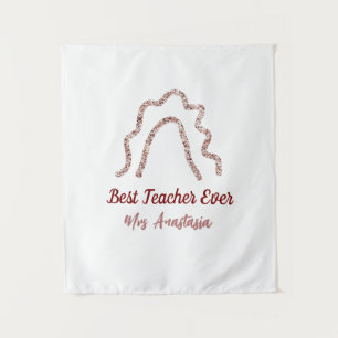 Peach marron glitter rainbow teacher appreciation  tapestry