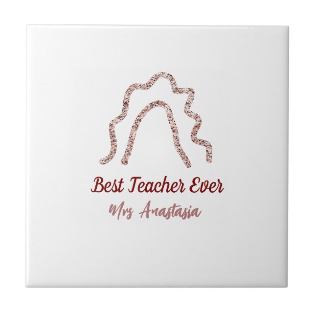Peach marron glitter rainbow teacher appreciation  tile (Front)