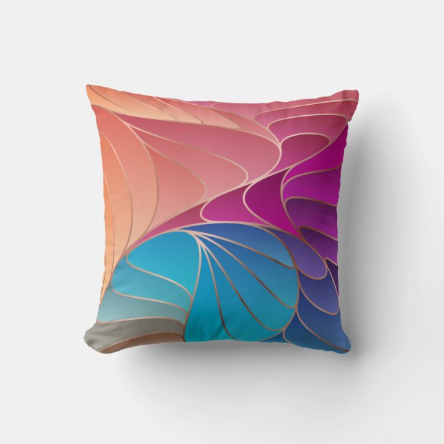 Peach, Mauve, Purple, Blue New Art Nouveau Throw P Cushion (Front)