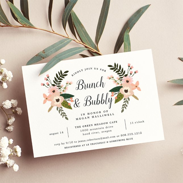 Peach Meadow Brunch & Bubbly Bridal Shower Invite (Creator Uploaded)