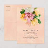 Peach Meadow Floral Baby Shower Invitation 