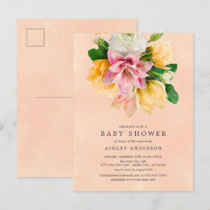 Peach Meadow Floral Baby Shower Invitation  Postcard