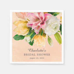 Peach Meadow Floral Bridal Shower Napkin