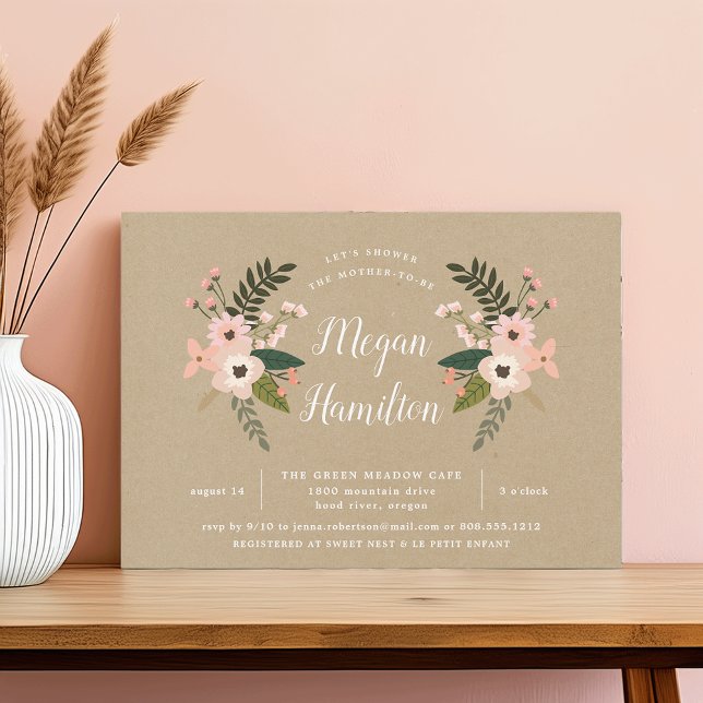 Peach Meadow Kraft Baby Shower Invitation (Creator Uploaded)