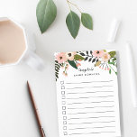 Peach Meadow | Personalised To Do List Post-it Notes<br><div class="desc">Chic personalised note pad features a top border of peach and blush pink flowers, buds and green botanicals. Personalise with two lines of custom text in modern block and handwritten script lettering; shown with "things to do" and your name. 11 lines with checkboxes help you keep track of all your...</div>