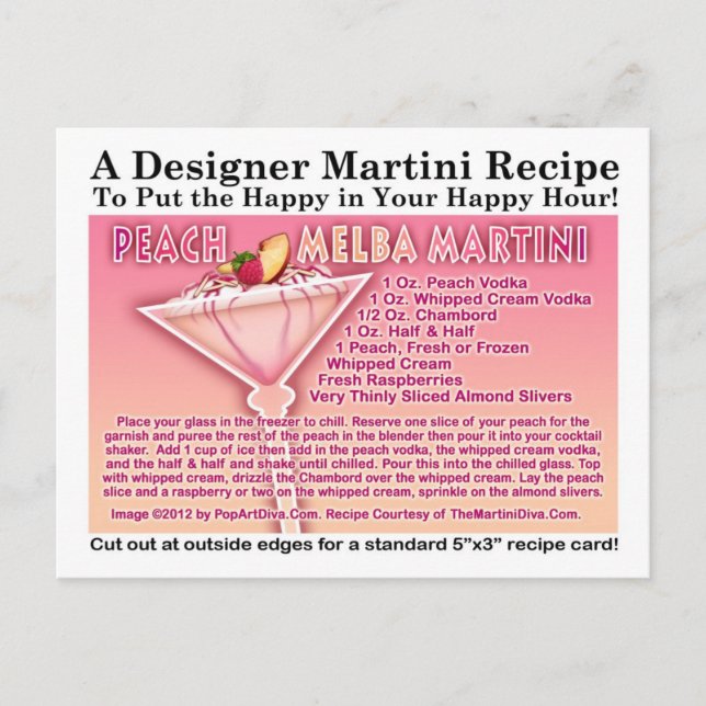 Peach Melba Martini Recipe Postcard (Front)