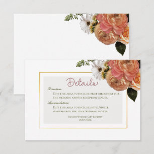 Peach Mimosa Blooms Floral Wedding Details  Enclosure Card