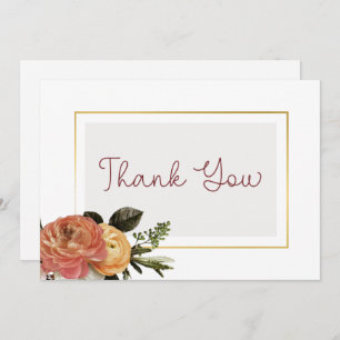 Peach Mimosa Blooms Floral Wedding Thank You Card