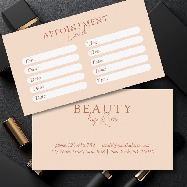 Peach, Minimal, Elegant, Salon Appointment Card (Peach, Minimal Elegant, Salon Appointment Card)