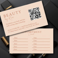 Peach, Minimal, Elegant, Salon, QR-Code