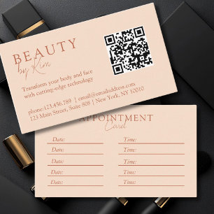 Peach, Minimal, Elegant, Salon, QR-Code Appointment Card