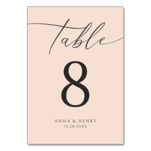 Peach Minimal Wedding  Table Number