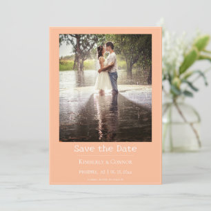 Peach Minimalist Modern Photo Save The Date