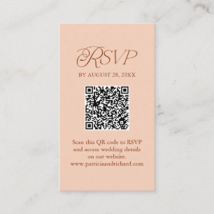 Peach Minimalist QR Code RSVP Scan to Reply Enclosure Card
