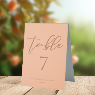 Peach Minimalist Script Summer Wedding Number