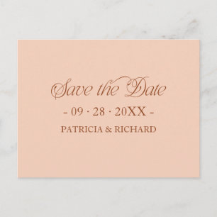 Peach Minimalist Typography Save the Date Postcard
