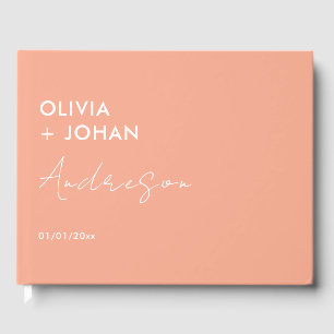 Peach Minimalist Wedding Guest Book