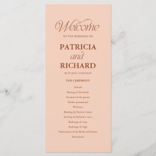 Peach Minimalist Wedding Order of Service Program Programme