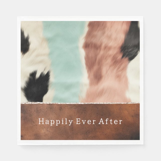 Peach Mint Cream Cowgirl Cowhide Napkin (Front)